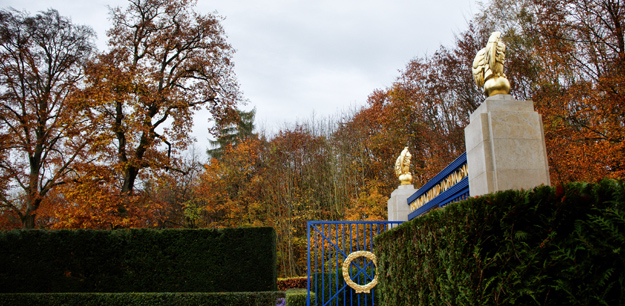 Photograph of Luxembourg American Cemetery gate eagles, Veterans Day 2014, by Peter Free.